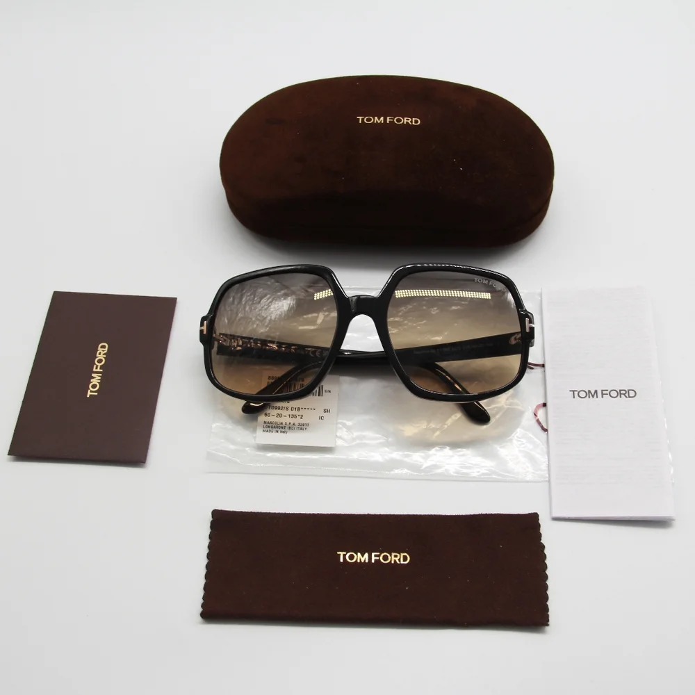 NEW TOM FORD SQUARE SUNGLASSES TOM FORD TF992 01B TOM FORD DELPHINE-02 FT0992/S